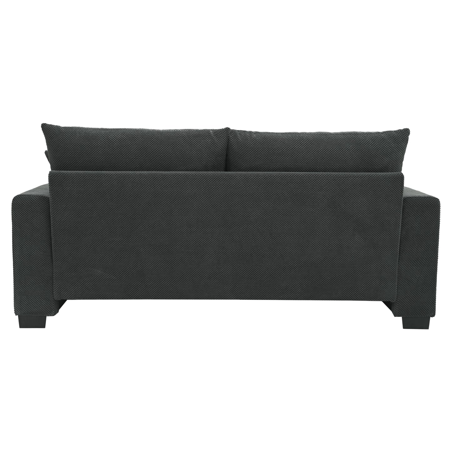 69-inch two-seater Sofa with Textured Fabric, Comfortable Upholstered Couch with 2 Throw Pillows and Sturdy Plastic Legs for Living Room, Apartment, Office, Dark Grey image 10
