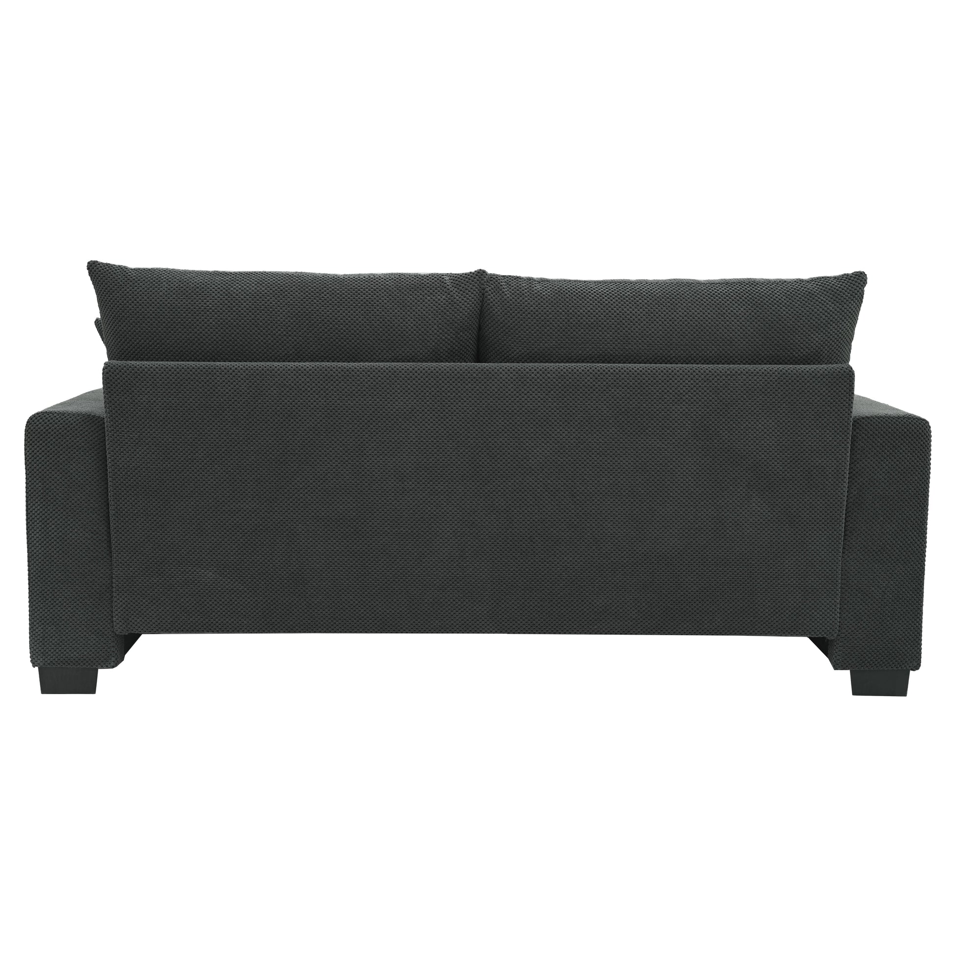 69-inch two-seater Sofa with Textured Fabric, Comfortable Upholstered Couch with 2 Throw Pillows and Sturdy Plastic Legs for Living Room, Apartment, Office, Dark Grey image 10