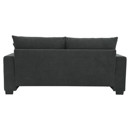 69-inch two-seater Sofa with Textured Fabric, Comfortable Upholstered Couch with 2 Throw Pillows and Sturdy Plastic Legs for Living Room, Apartment, Office, Dark Grey image 10