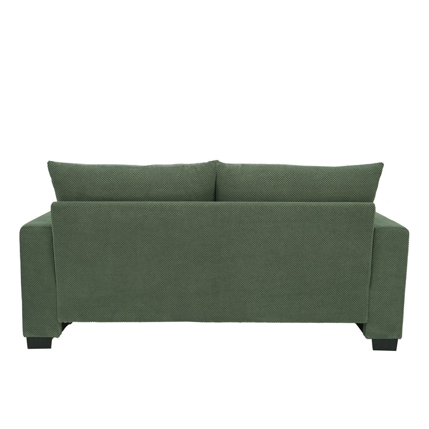 69-inch two-seater Sofa with Textured Fabric, Comfortable Upholstered Couch with 2 Throw Pillows and Sturdy Plastic Legs for Living Room, Apartment, Office, Dark Green image 10