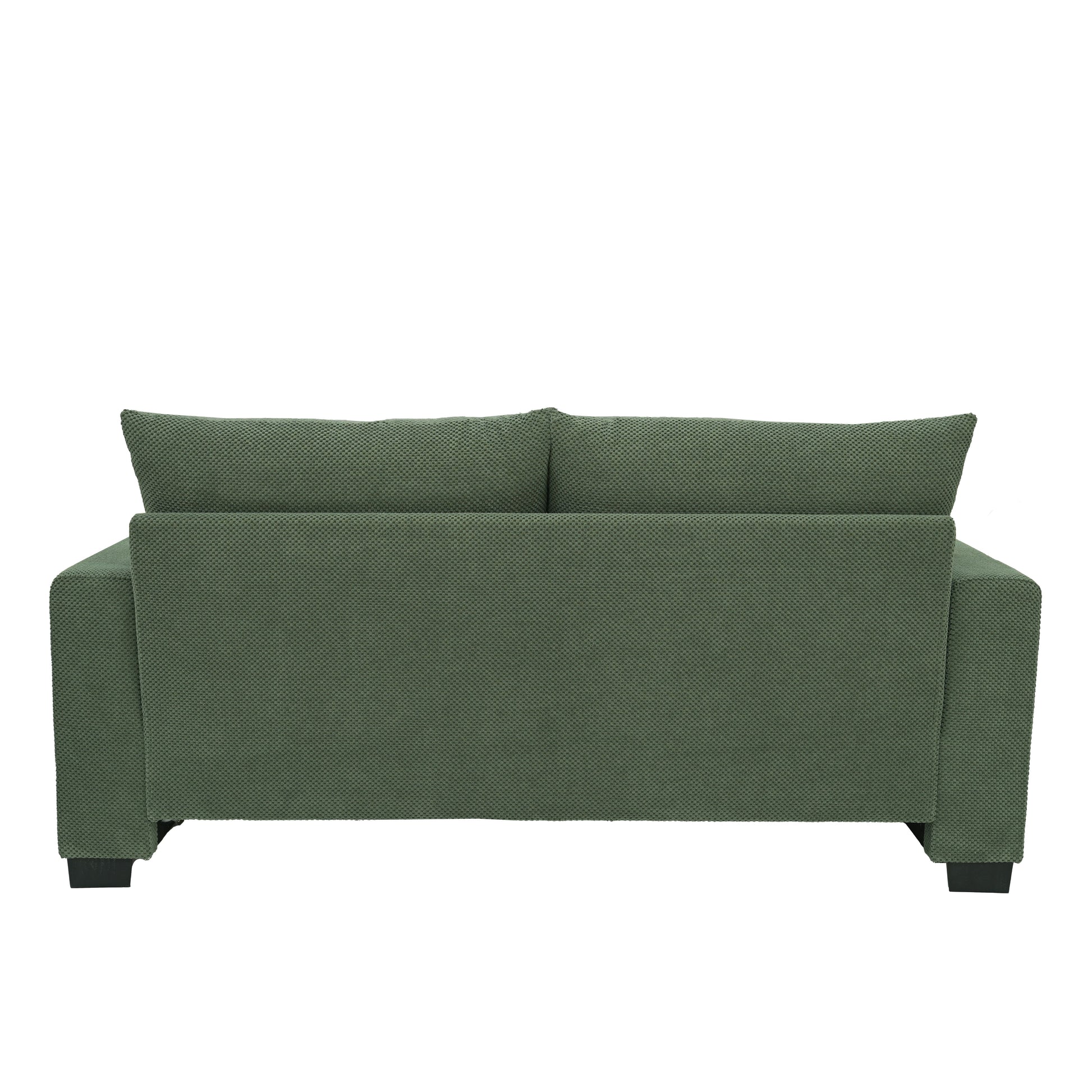 69-inch two-seater Sofa with Textured Fabric, Comfortable Upholstered Couch with 2 Throw Pillows and Sturdy Plastic Legs for Living Room, Apartment, Office, Dark Green image 10