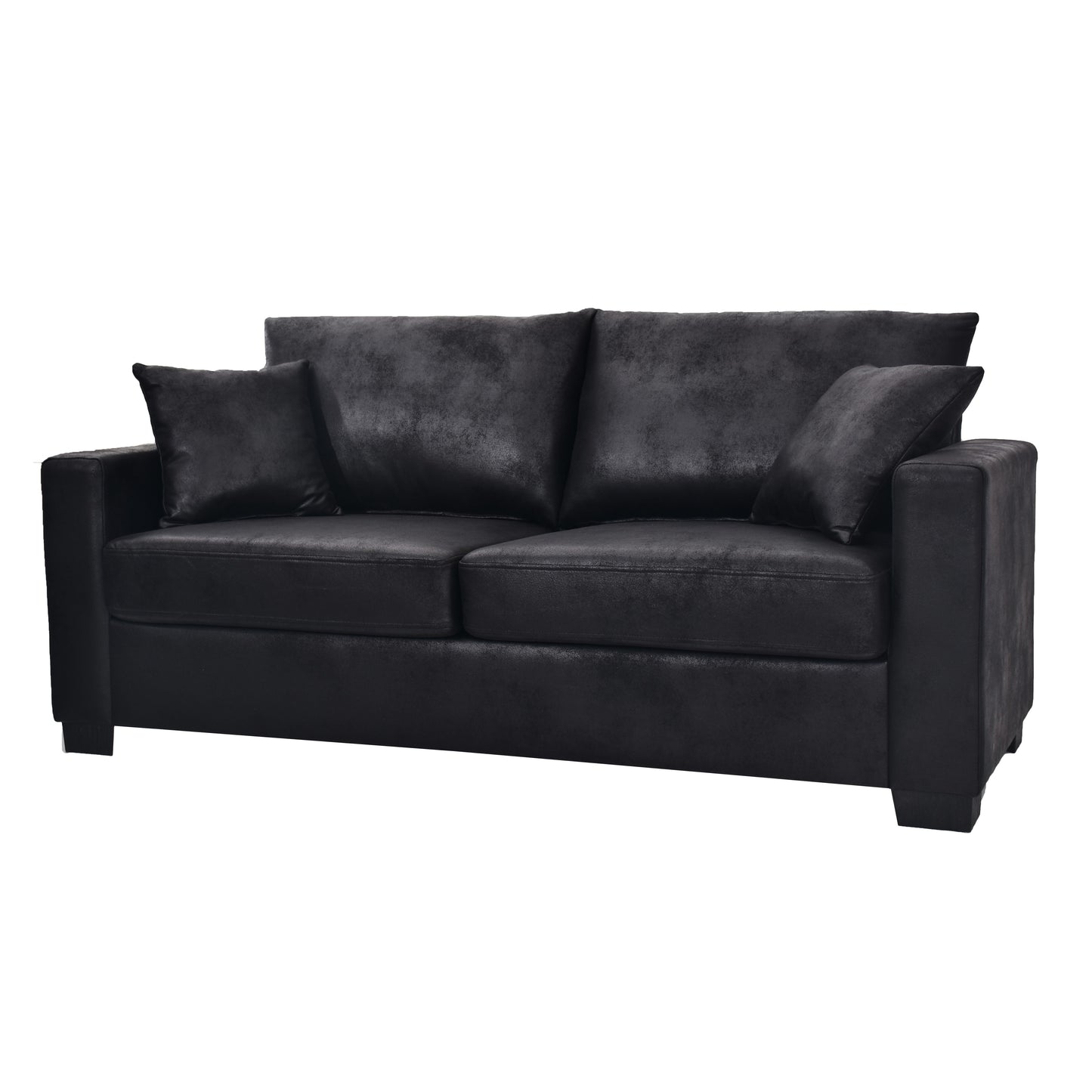 This 69-inch two-seater sofa features a Foil fabric and comes with two throw pillows, offering a comfortable seating experience suitable for any setting. image 10