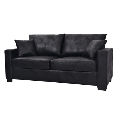 This 69-inch two-seater sofa features a Foil fabric and comes with two throw pillows, offering a comfortable seating experience suitable for any setting. image 10