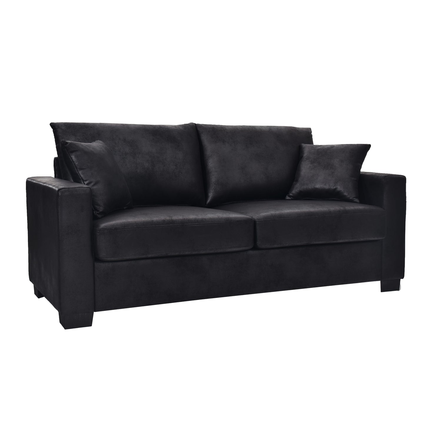 This 69-inch two-seater sofa features a Foil fabric and comes with two throw pillows, offering a comfortable seating experience suitable for any setting. image 9
