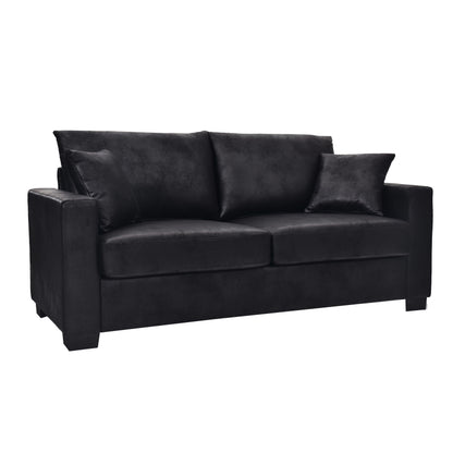This 69-inch two-seater sofa features a Foil fabric and comes with two throw pillows, offering a comfortable seating experience suitable for any setting. image 9