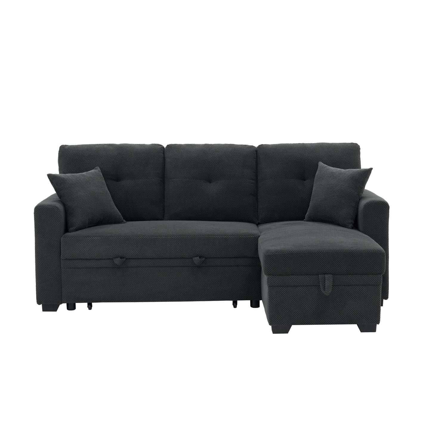 Sleeper Sofa, Sectional with Pull-Out Bed, Reversible Chaise, Storage Sectional, Dark Gray breathable fabric, Small Space Solution, Convertible Sofa Bed, Living Room Furniture, L-Shaped Sofa image 10