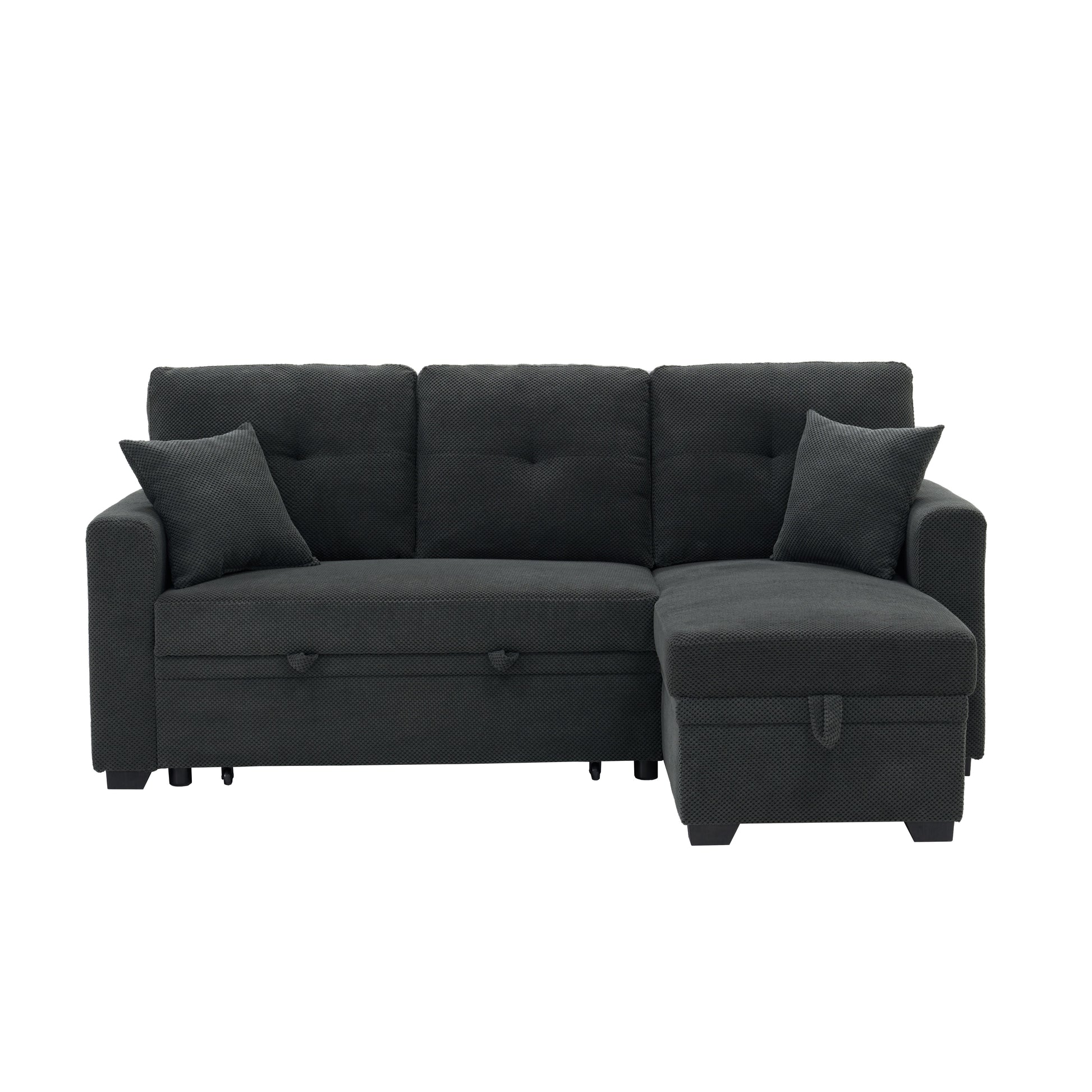 Sleeper Sofa, Sectional with Pull-Out Bed, Reversible Chaise, Storage Sectional, Dark Gray breathable fabric, Small Space Solution, Convertible Sofa Bed, Living Room Furniture, L-Shaped Sofa image 10