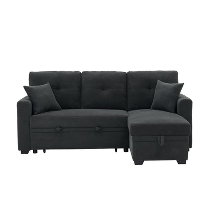 Sleeper Sofa, Sectional with Pull-Out Bed, Reversible Chaise, Storage Sectional, Dark Gray breathable fabric, Small Space Solution, Convertible Sofa Bed, Living Room Furniture, L-Shaped Sofa image 10