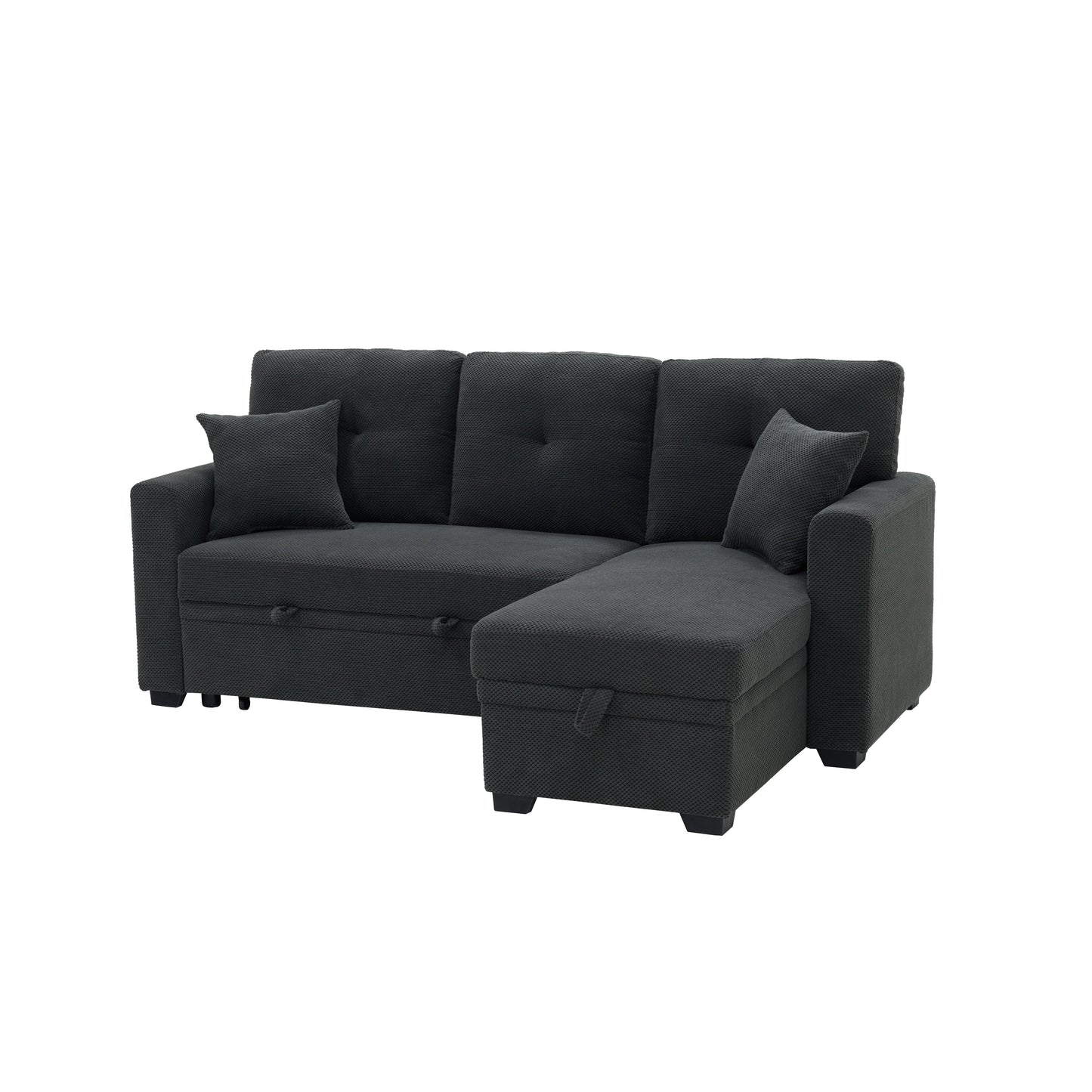 Sleeper Sofa, Sectional with Pull-Out Bed, Reversible Chaise, Storage Sectional, Dark Gray breathable fabric, Small Space Solution, Convertible Sofa Bed, Living Room Furniture, L-Shaped Sofa image 12