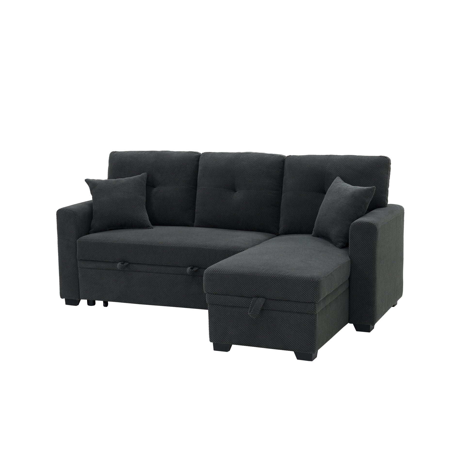 Sleeper Sofa, Sectional with Pull-Out Bed, Reversible Chaise, Storage Sectional, Dark Gray breathable fabric, Small Space Solution, Convertible Sofa Bed, Living Room Furniture, L-Shaped Sofa image 12