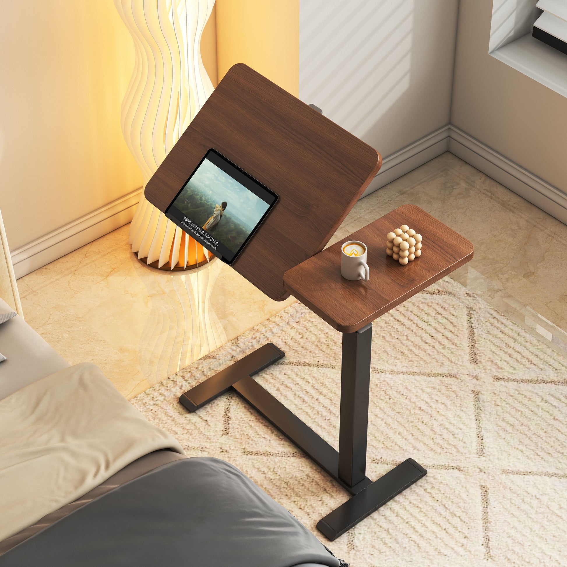 Mobile Adiustable Standing Desk, Walnut Color image 9