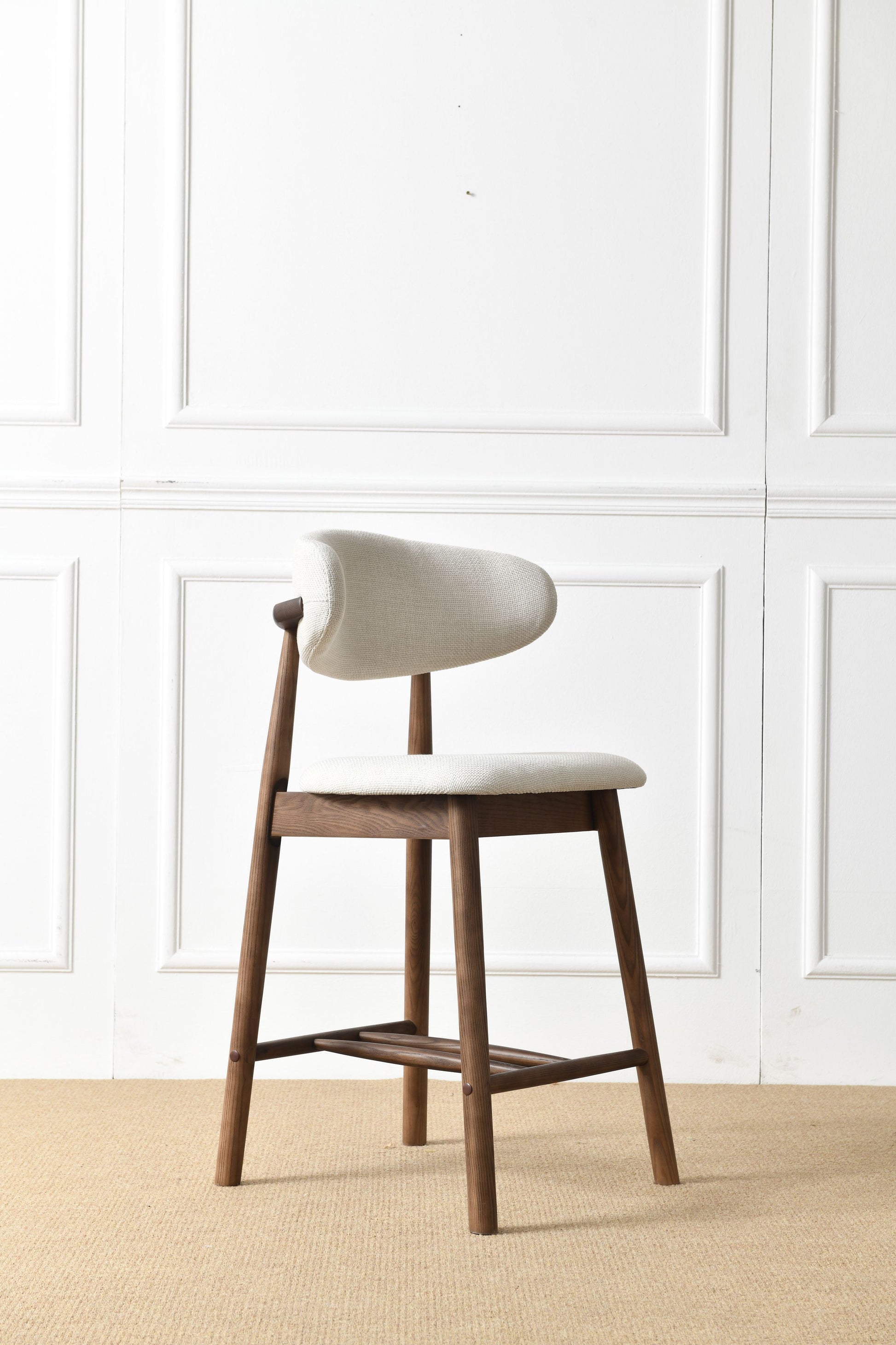 Set of 2 Upgraded Version Modern Ash Wood Counter Height Bar Stools - WALNUT image 6