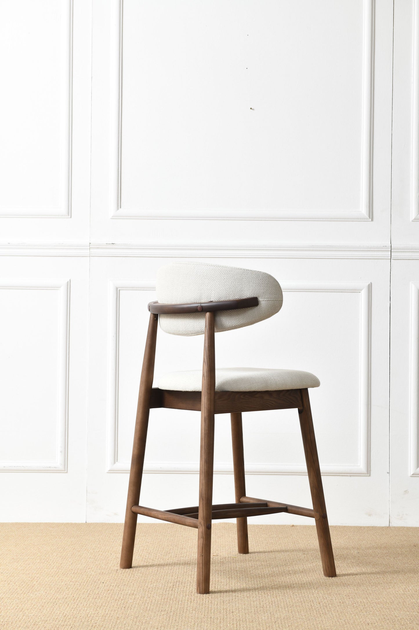 Set of 2 Upgraded Version Modern Ash Wood Counter Height Bar Stools - WALNUT image 7