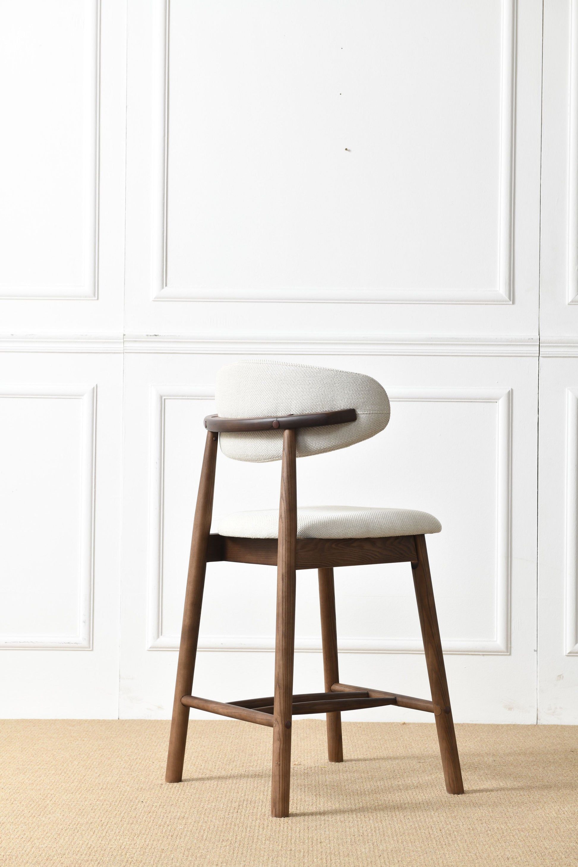 Set of 2 Upgraded Version Modern Ash Wood Counter Height Bar Stools - WALNUT image 7