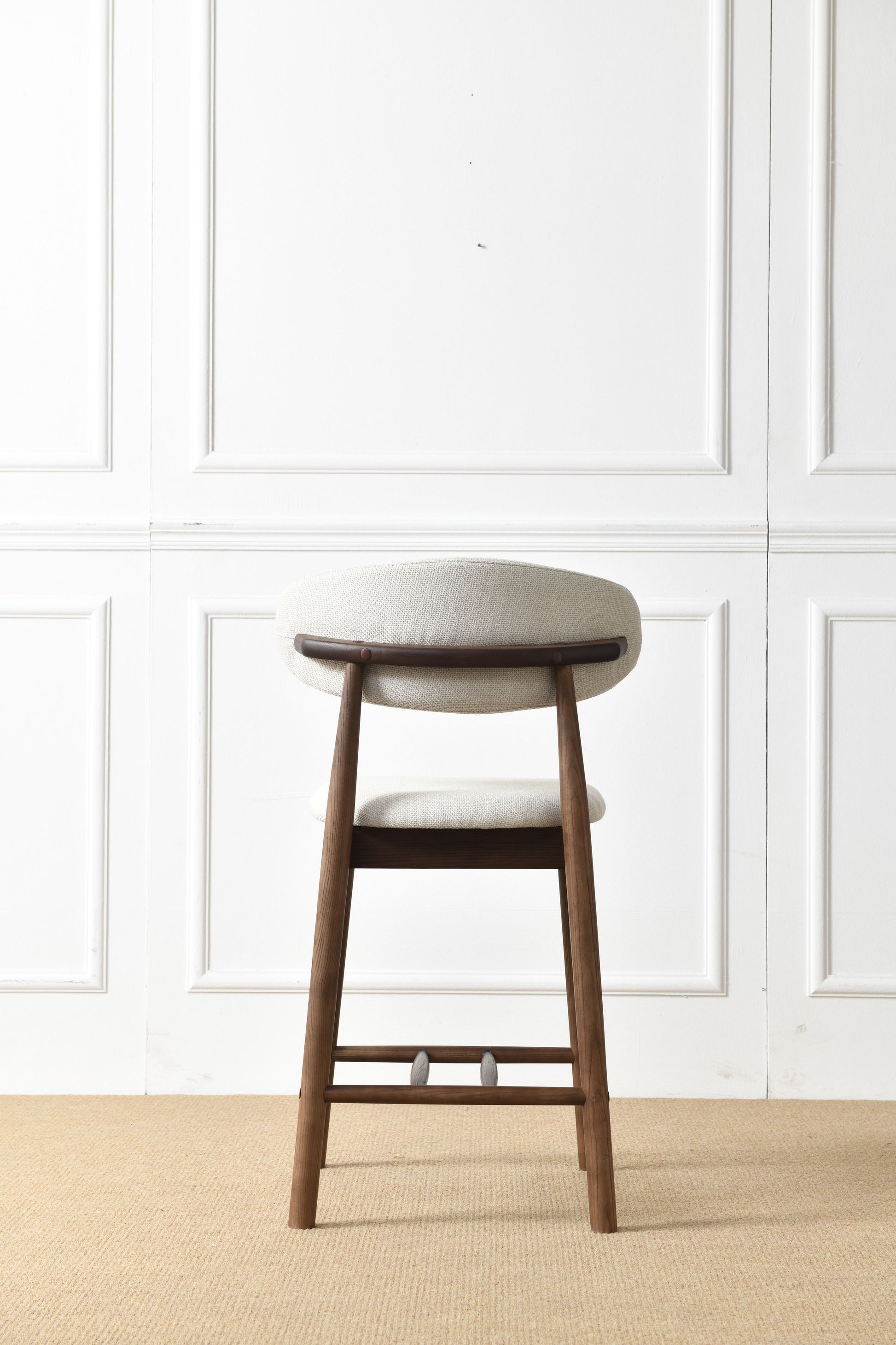Set of 2 Upgraded Version Modern Ash Wood Counter Height Bar Stools - WALNUT image 8