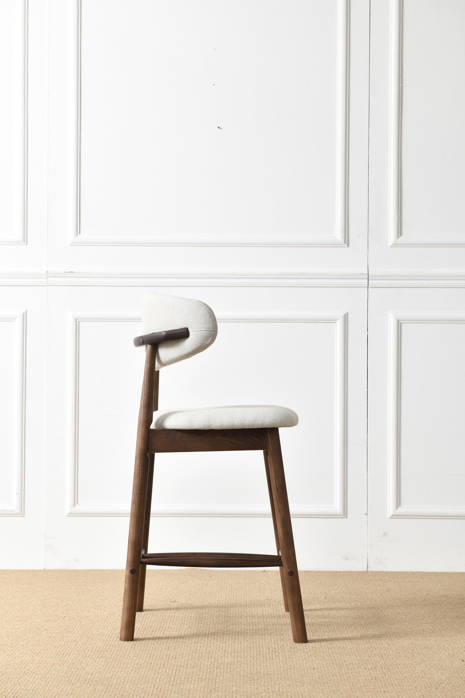 Set of 2 Upgraded Version Modern Ash Wood Counter Height Bar Stools - WALNUT image 9