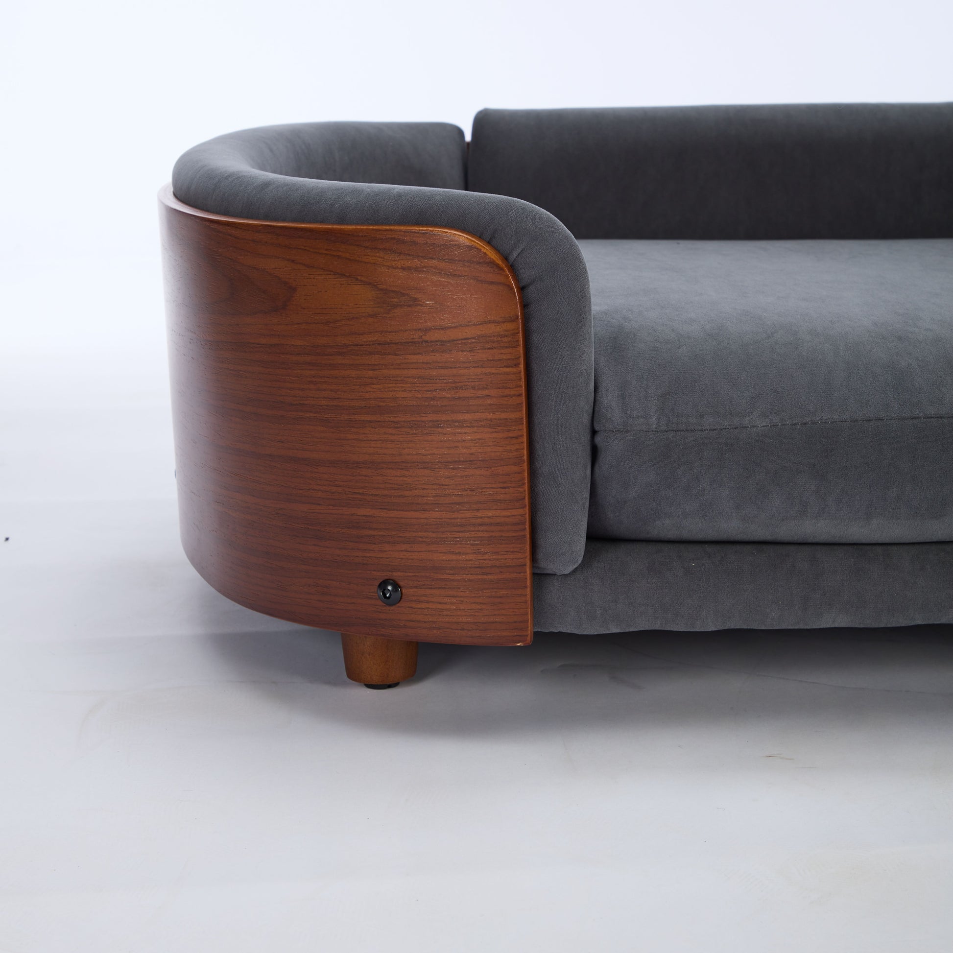 Scandinavian style Elevated Dog Bed Pet Sofa With Solid Wood legs and Walnut Bent Wood Back, Velvet,Large Size image 12