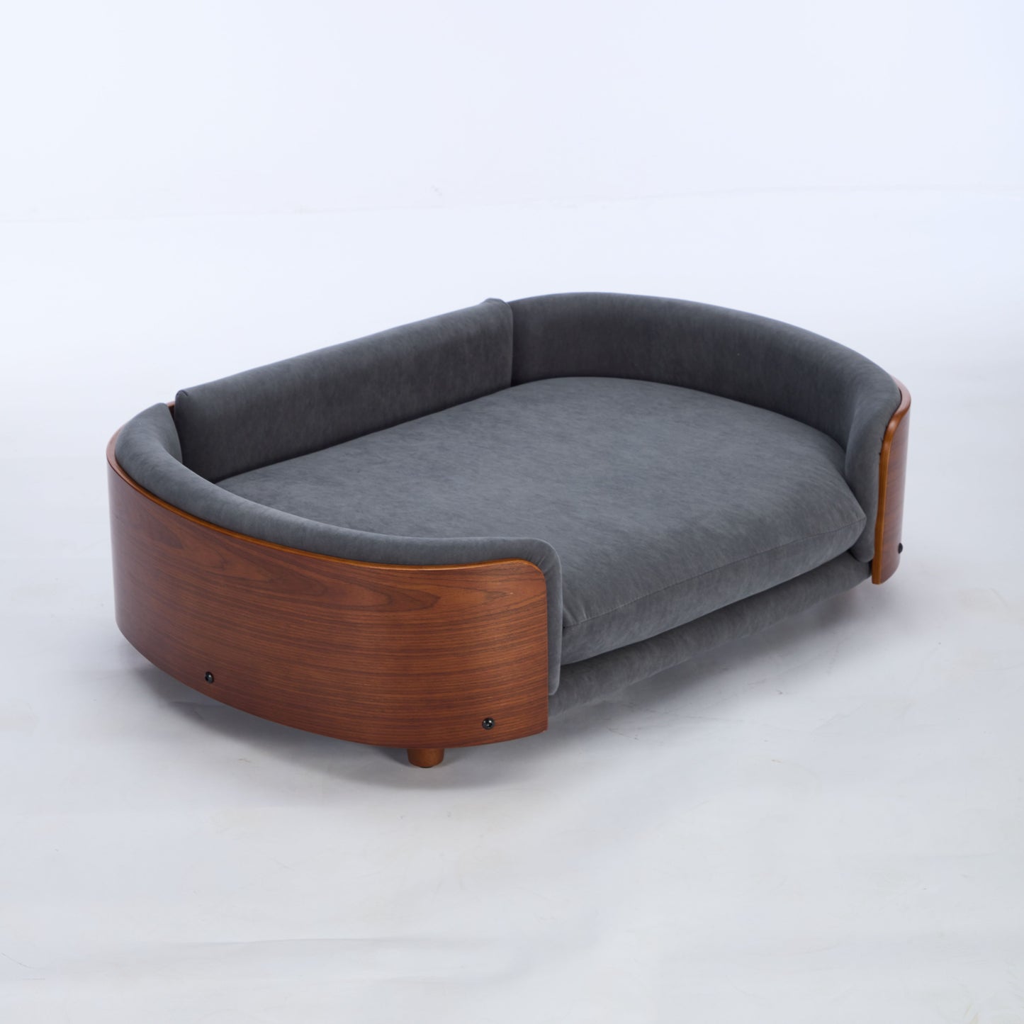 Scandinavian style Elevated Dog Bed Pet Sofa With Solid Wood legs and Walnut Bent Wood Back, Velvet,Large Size image 6