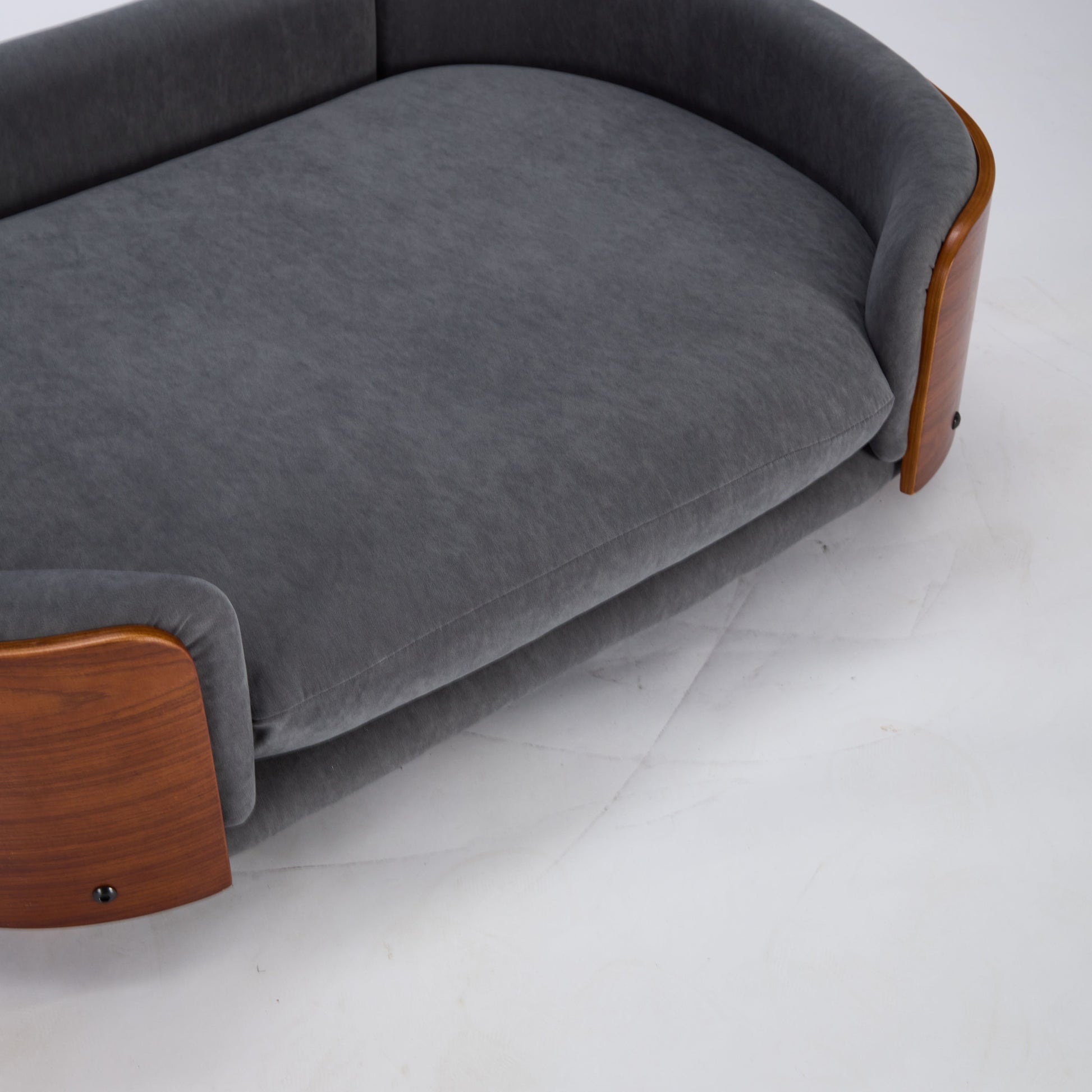 Scandinavian style Elevated Dog Bed Pet Sofa With Solid Wood legs and Walnut Bent Wood Back, Velvet,Large Size image 7