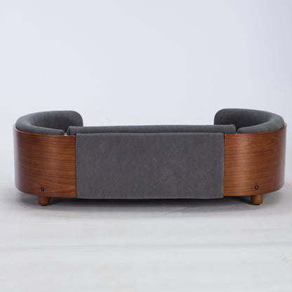 Scandinavian style Elevated Dog Bed Pet Sofa With Solid Wood legs and Walnut Bent Wood Back, Velvet,Large Size image 9