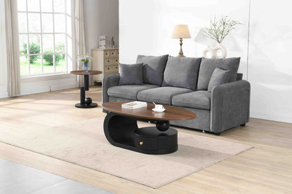 Luxury Nesting Coffee Table Set of 2, Tables with Storage for Living Room, Oval and Round Table Set, Black Center Table, Cocktail Table, Side Table, Large 47.24'', Small 19.69'' image 3