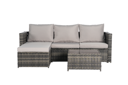 2 Pieces Patio Furniture Set,Outdoor Woven Sectional L- Shaped Patio Furniture,Wicker Conversation Set with Ottoman, Detachable Lounger Table for Backyard Poolside image 6