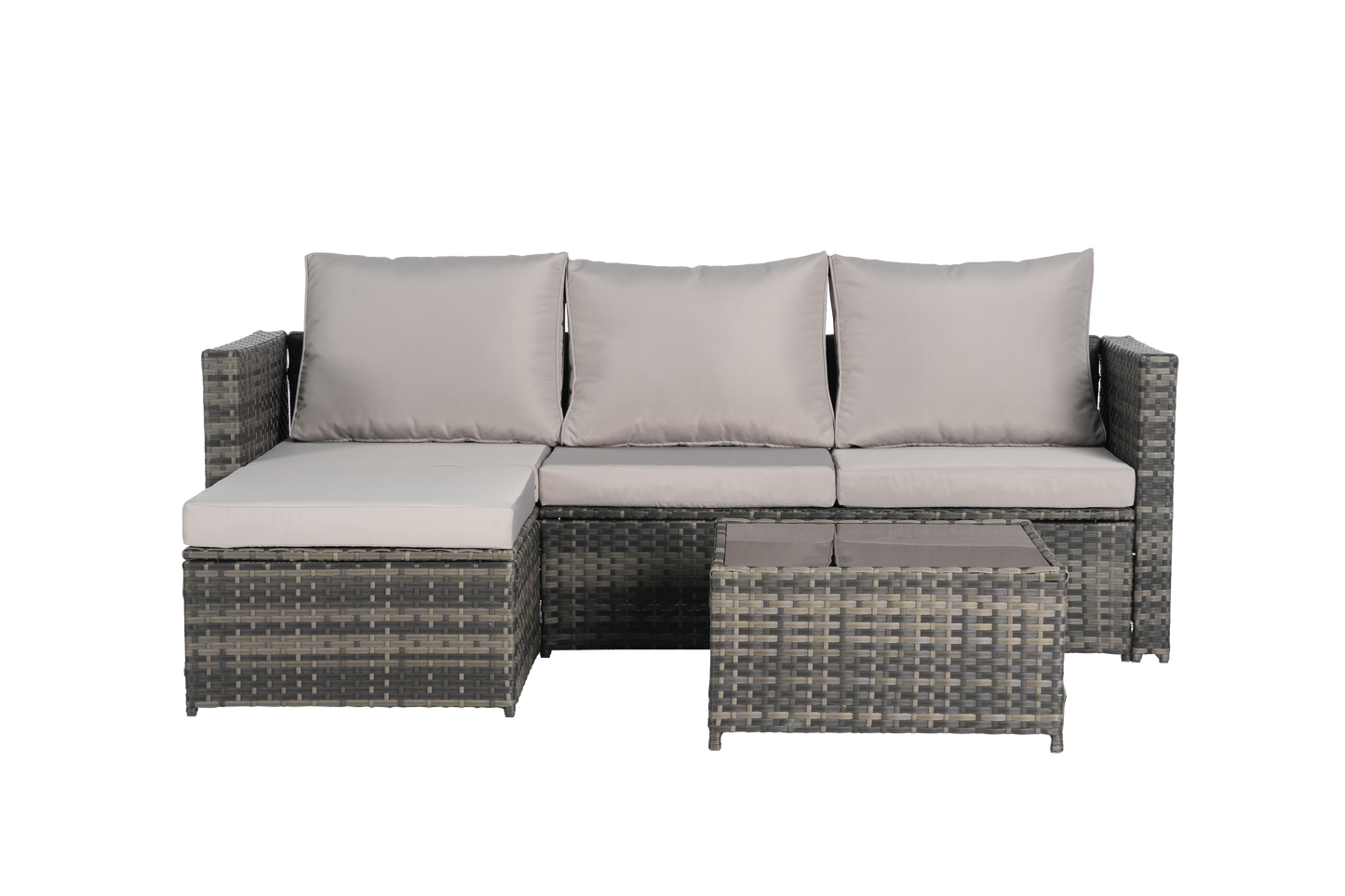 2 Pieces Patio Furniture Set,Outdoor Woven Sectional L- Shaped Patio Furniture,Wicker Conversation Set with Ottoman, Detachable Lounger Table for Backyard Poolside image 6