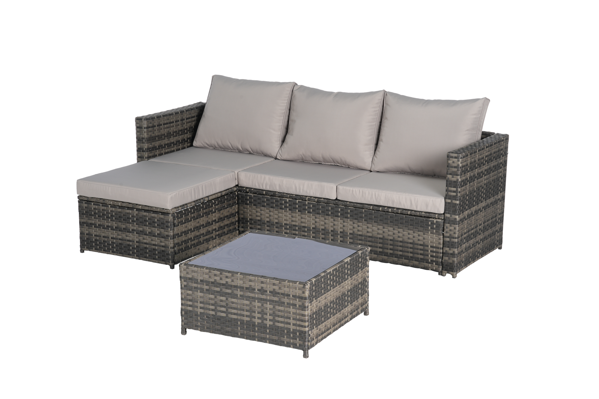 2 Pieces Patio Furniture Set,Outdoor Woven Sectional L- Shaped Patio Furniture,Wicker Conversation Set with Ottoman, Detachable Lounger Table for Backyard Poolside image 7