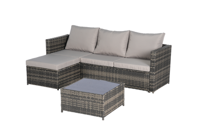 2 Pieces Patio Furniture Set,Outdoor Woven Sectional L- Shaped Patio Furniture,Wicker Conversation Set with Ottoman, Detachable Lounger Table for Backyard Poolside image 7
