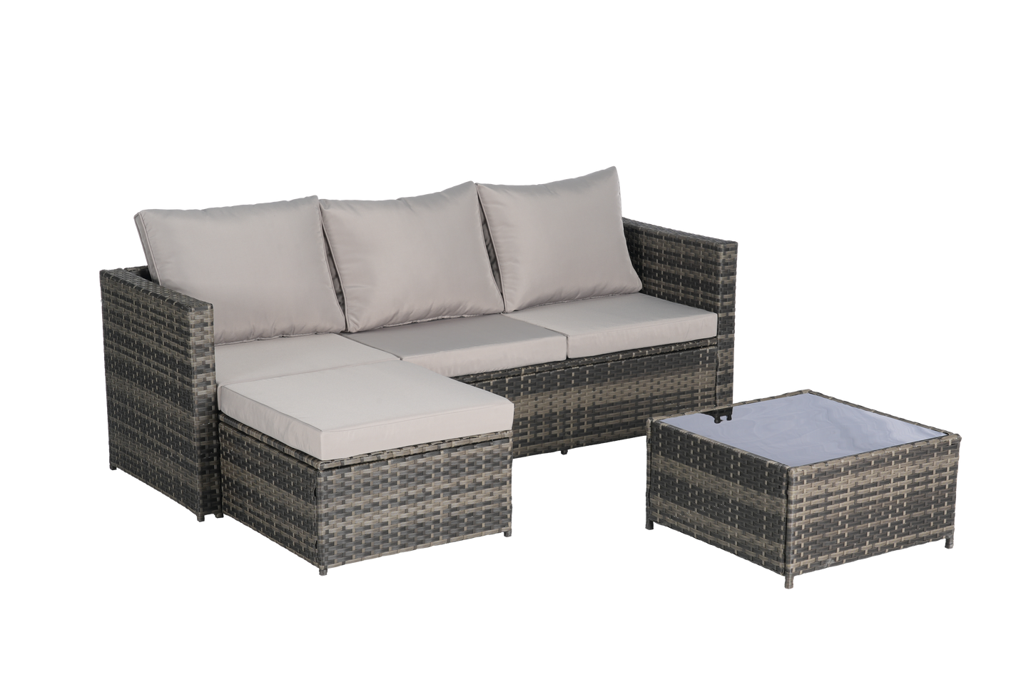 2 Pieces Patio Furniture Set,Outdoor Woven Sectional L- Shaped Patio Furniture,Wicker Conversation Set with Ottoman, Detachable Lounger Table for Backyard Poolside image 8