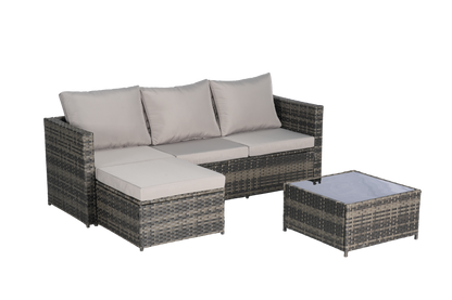 2 Pieces Patio Furniture Set,Outdoor Woven Sectional L- Shaped Patio Furniture,Wicker Conversation Set with Ottoman, Detachable Lounger Table for Backyard Poolside image 8