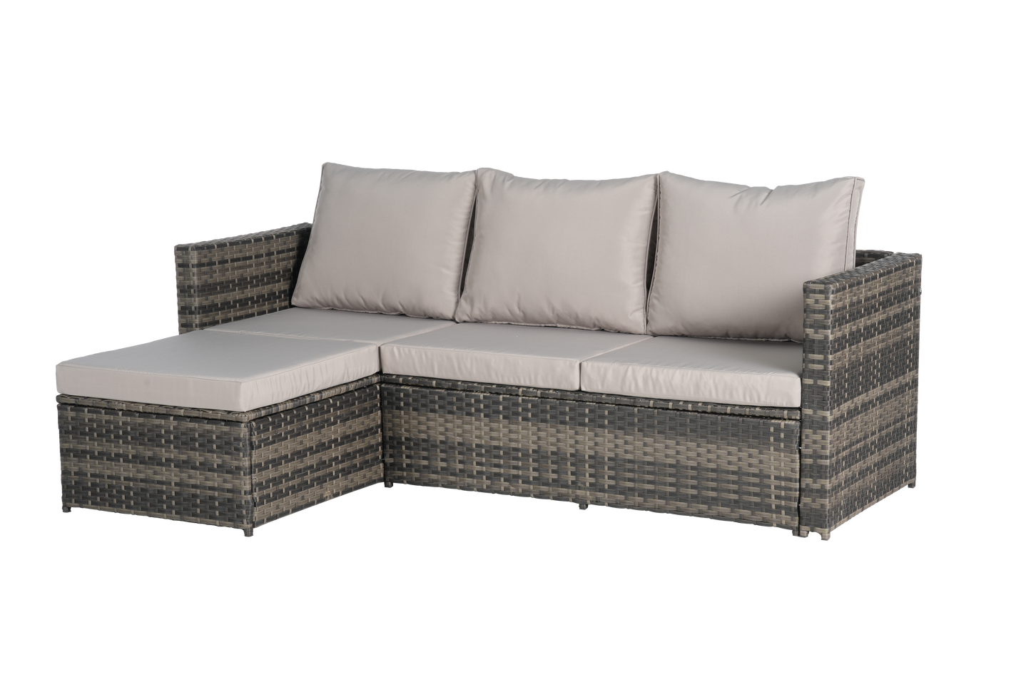 2 Pieces Patio Furniture Set,Outdoor Woven Sectional L- Shaped Patio Furniture,Wicker Conversation Set with Ottoman, Detachable Lounger Table for Backyard Poolside image 10