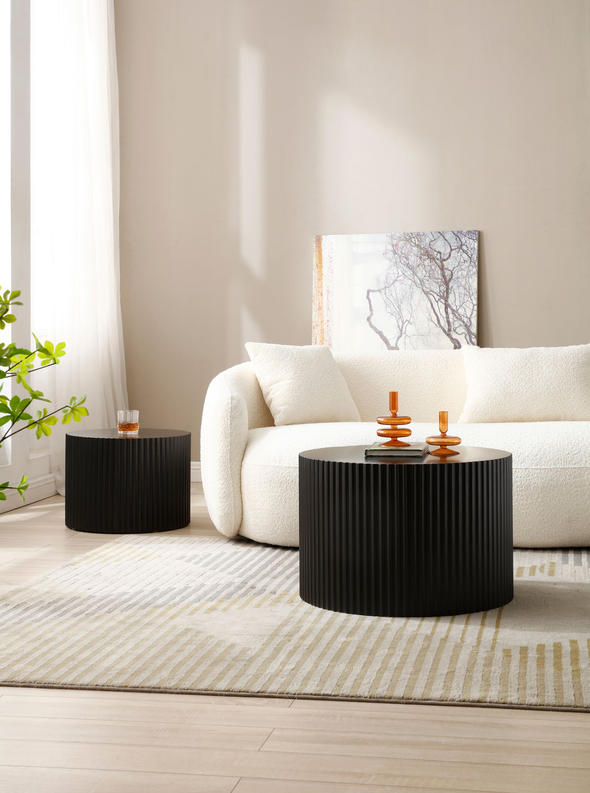 Nesting Table Set of 2, MDF Coffee Table set for Living Room/Leisure Area,Black(Same Sku:W876P252128) image 7