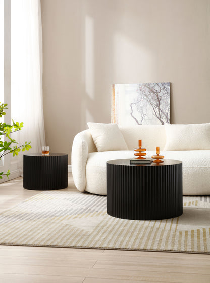 Nesting Table Set of 2, MDF Coffee Table set for Living Room/Leisure Area,Black(Same Sku:W876P252128) image 7