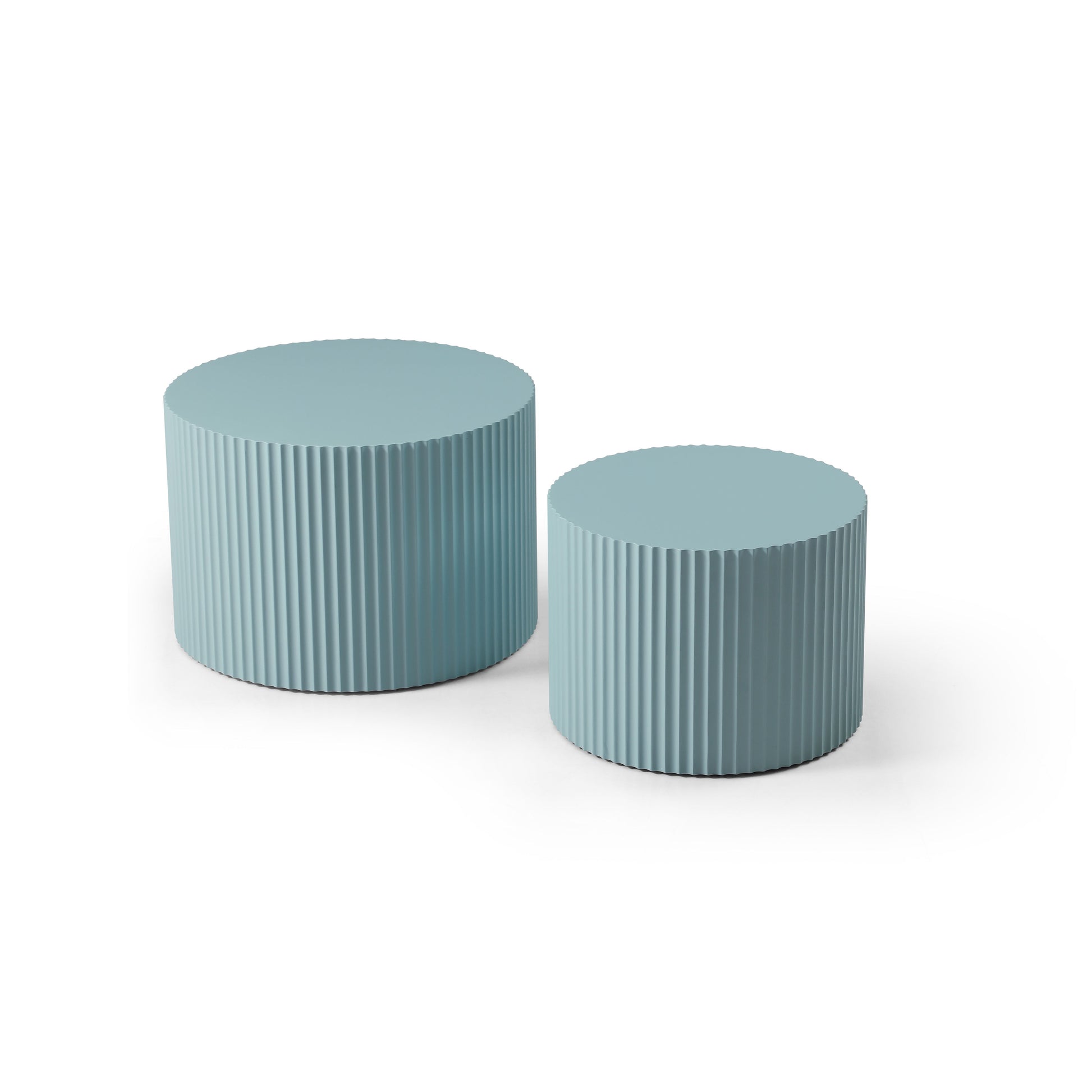 MDF Nesting Table Set of 2,Handcraft Round Coffee Table for Living Room/Leisure Area, Blue image 2