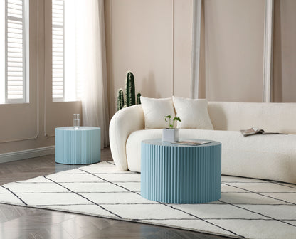 MDF Nesting Table Set of 2,Handcraft Round Coffee Table for Living Room/Leisure Area, Blue image 7