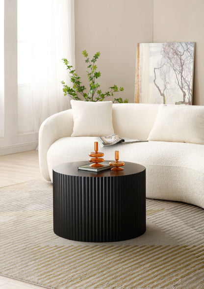 BLACK Round Nesting Table Set of 2,Handcraft MDF Coffee Table for Living Room/Leisure Area(Same Sku:W87682176) image 5
