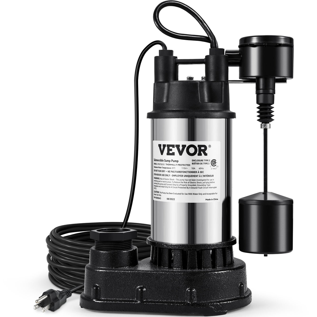 VEVOR Submersible Sump Pump 1.5 HP