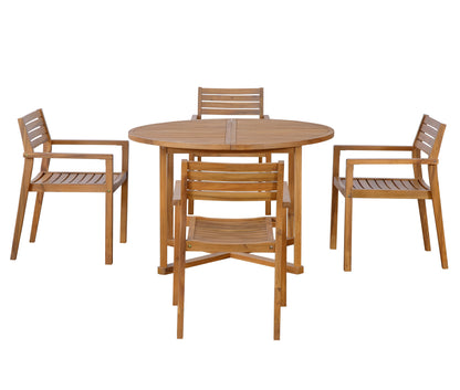 U_STYLE 5-Piece Outdoor Dining Set with 4 Acacia Wood Chairs,47.2" Round Dining Table with Slatted Design, Ideal for Patios, Gardens, Poolsides, and Lawn Areas & Indoor image 11