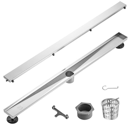 VEVOR Trench Drain System and Linear Shower Drain Linear Shower Drain, 36 in, Brushed Stainless Steel