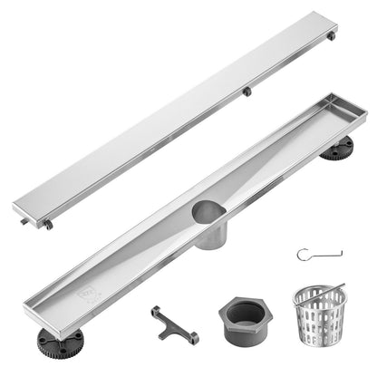 VEVOR Trench Drain System and Linear Shower Drain Linear Shower Drain, 24 in, Brushed Stainless Steel