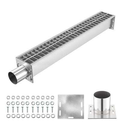 VEVOR Trench Drain System and Linear Shower Drain Trench Drain, ID 100 x 90 mm, 1 Set, Carbon Steel Grate