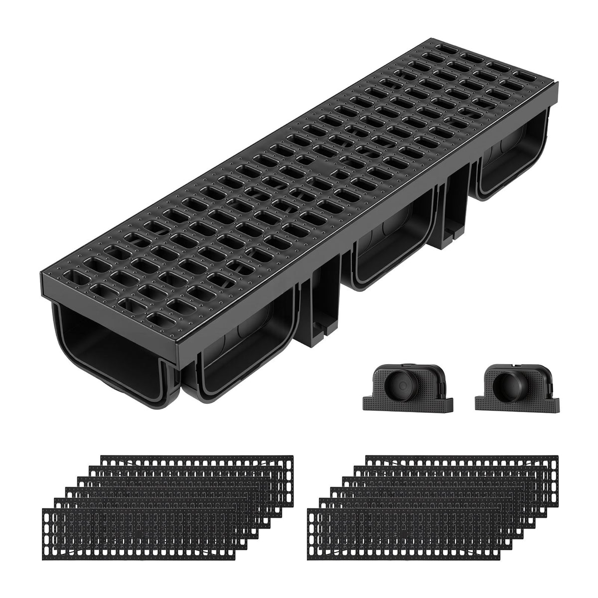 VEVOR Trench Drain System and Linear Shower Drain Trench Drain, ID 100 x 45 mm, 12 Pack