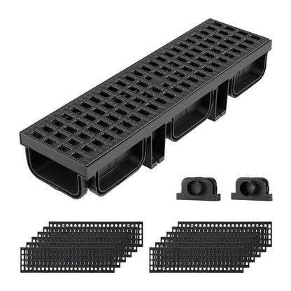 VEVOR Trench Drain System and Linear Shower Drain Trench Drain, ID 100 x 45 mm, 12 Pack