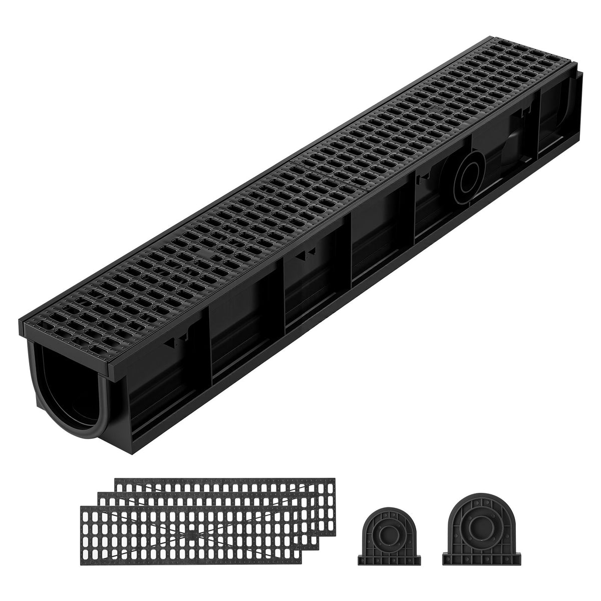 VEVOR Trench Drain System and Linear Shower Drain Trench Drain, ID 100 x 100 mm, 6 Pack