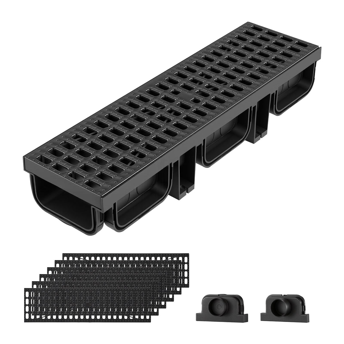 VEVOR Trench Drain System and Linear Shower Drain Trench Drain, ID 100 x 45 mm, 6 Pack