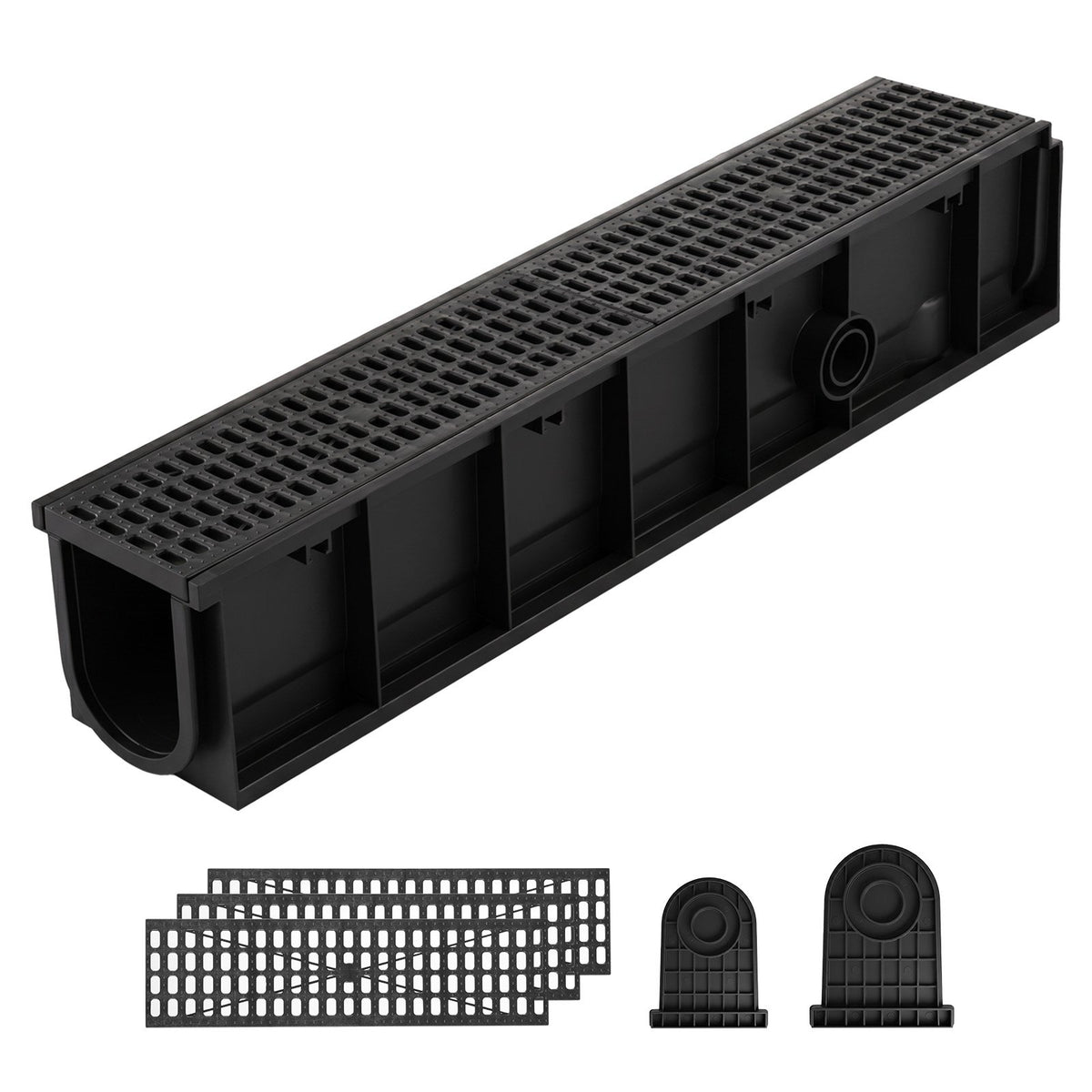 VEVOR Trench Drain System and Linear Shower Drain Trench Drain, ID 100 x 160 mm, 4 Pack