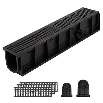 VEVOR Trench Drain System and Linear Shower Drain Trench Drain, ID 100 x 160 mm, 4 Pack