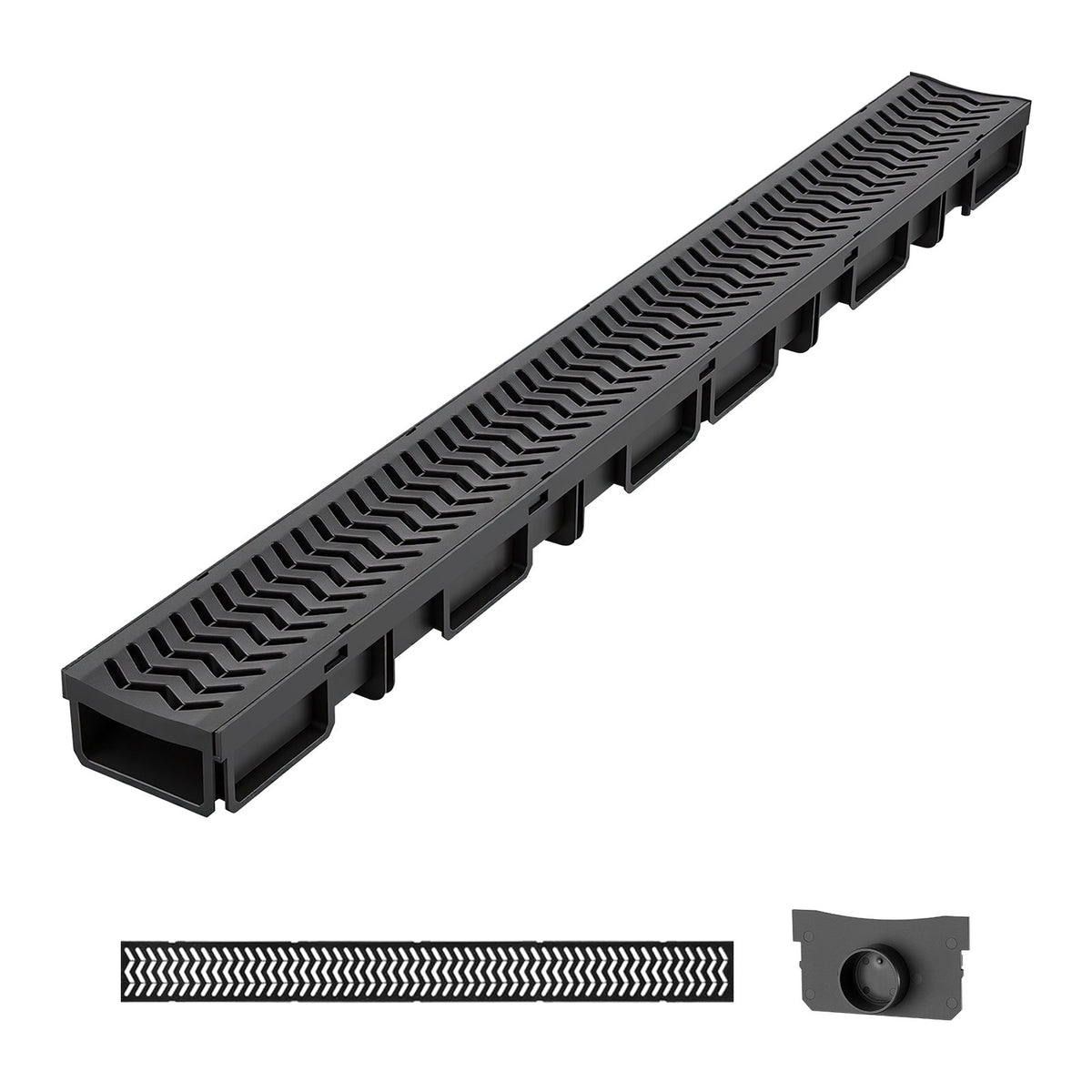 VEVOR Trench Drain System and Linear Shower Drain Trench Drain, ID 80 x 36 mm, 5 Pack