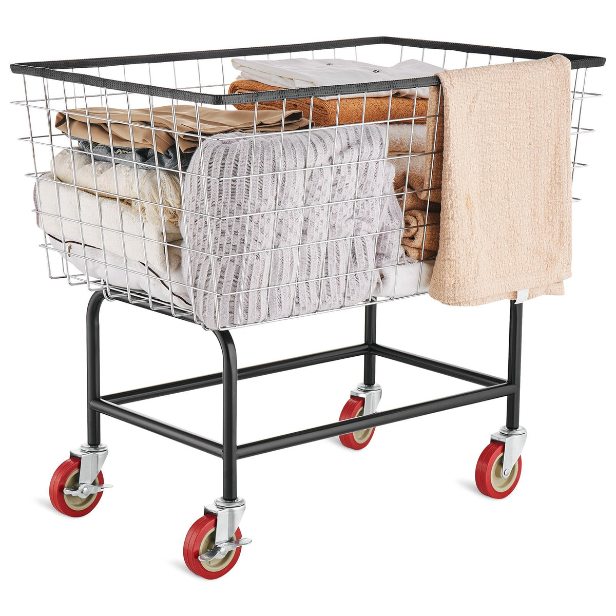 VEVOR Laundry Cart with Wheels, Heavy Duty Wire Laundry Basket Cart, Rolling Laundry Hamper with Hanging Garment Rack and Folding Shopping Cart for Laundry Room, Home and Commercial Use Wire Laundry Cart, 4.5 Bushel | 5 in Casters